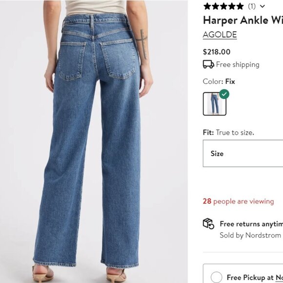 AGOLDE Harper Ankle Wide Leg Jeans - FIX size 28
